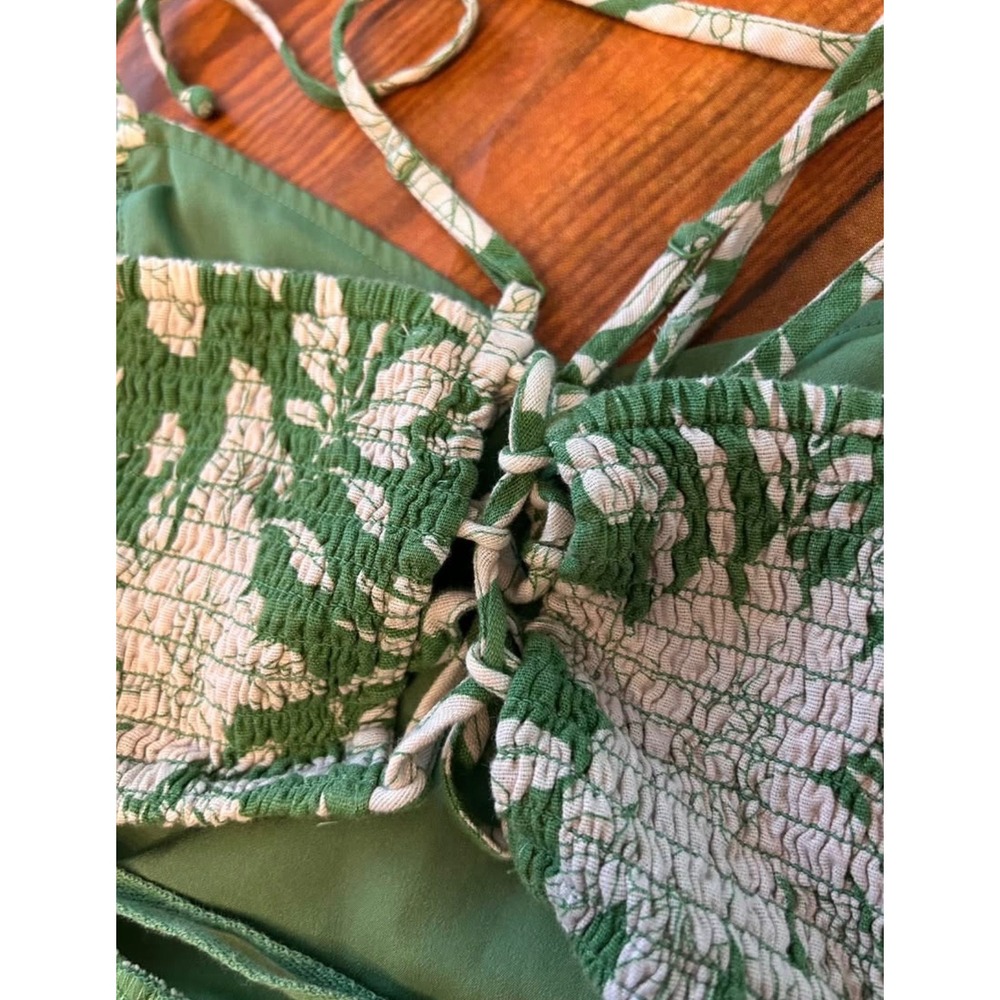 American Eagle Green Floral Tropical Corset Back Cut Out Midi Dress Medium - Picture 10 of 10